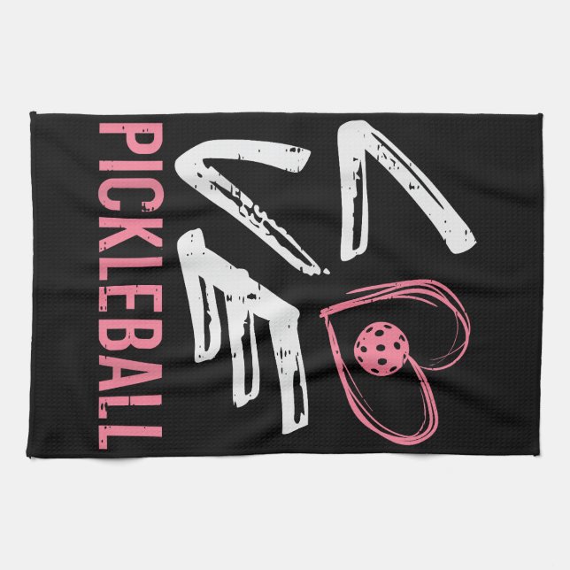 Linge De Cuisine Love Pickleball Coeur Pickle Ball Femmes Filles En (Horizontal)