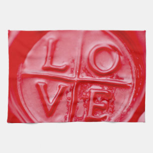 Linge De Cuisine LOVE sceau de cire, Valentine, rouge, lustré, cuis