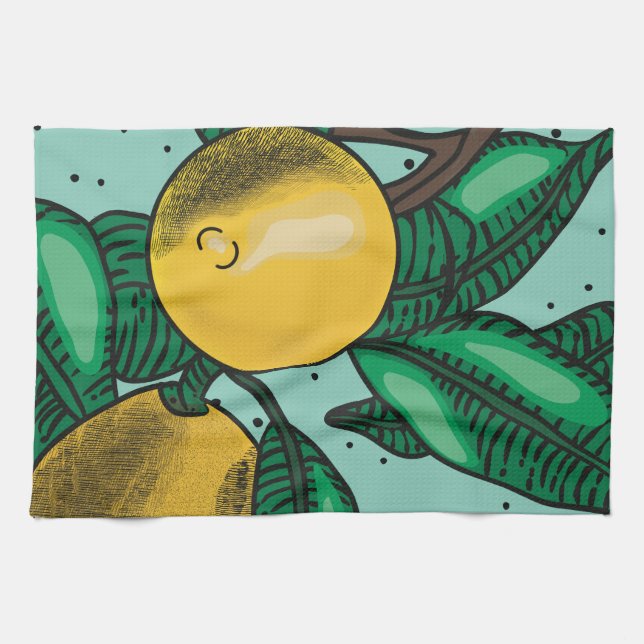 Linge De Cuisine Lovely Lemons Four Mitt et Pot Holders (Horizontal)
