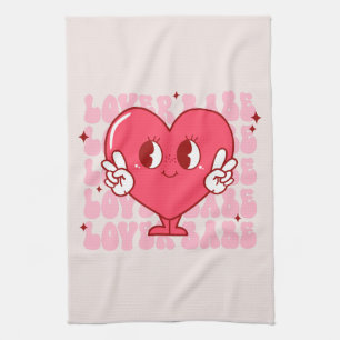 Linge De Cuisine Lover Babe   Coeur souriant mignon et texte répété
