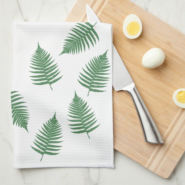 Linge De Cuisine Lucky Green Fern Minimalisme Motif (Quart Plié)
