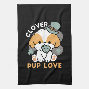 Linge De Cuisine Lucky Pup with Clover - St. Patrick's Day Cadeau