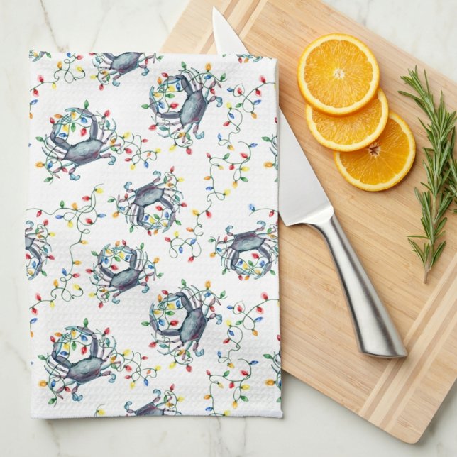 Linge De Cuisine Lumières de Noël de Crabe Côtiers (Créateur téléchargé)