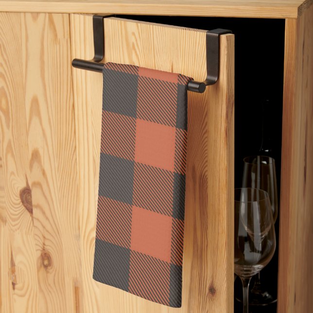 Linge De Cuisine Lumineux Orange Et Noir Plaid (Pliage en tiers)