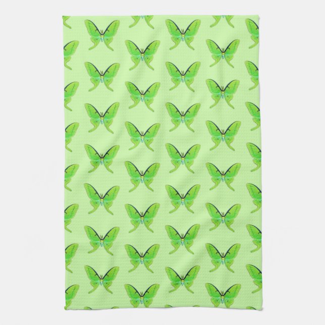 Linge De Cuisine Luna moth sur un arrière - plan vert pâle (Vertical)