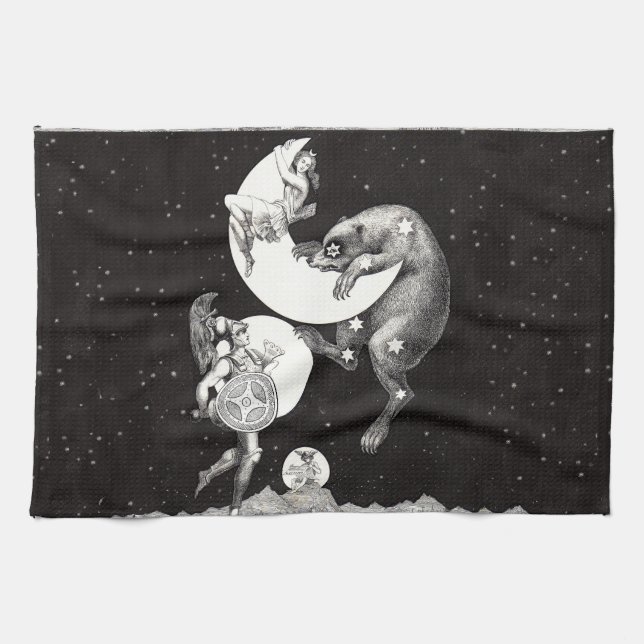 Linge De Cuisine Lune céleste ciel Univers Dieu Nuit Illustration (Horizontal)