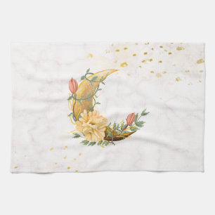 Linge De Cuisine Lune florale, Graphique beige et jaune