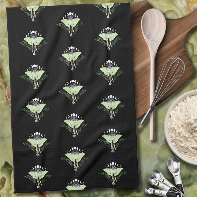 Linge De Cuisine Lune Papillon Céleste Éthéré Vert Mystique (Créateur téléchargé)