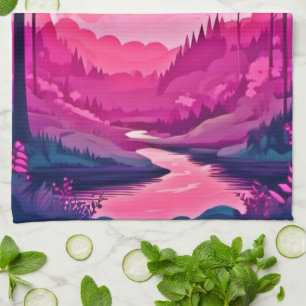 Linge De Cuisine Lune Rose Envoûtante : Art de Dessin Animé