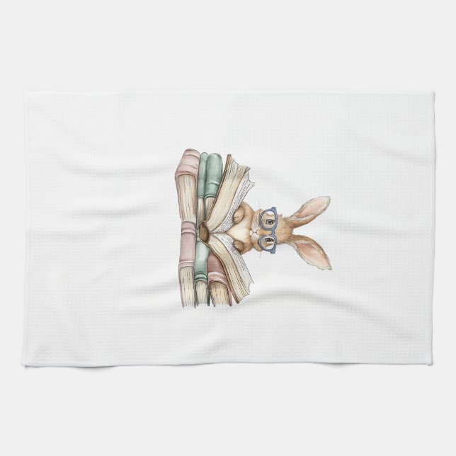 Linge De Cuisine Lunettes de lapin de lecture mignonnes Livres Lect (Horizontal)