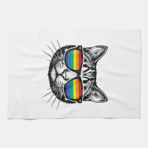 Linge De Cuisine Lunettes de soleil arc-en-ciel vintage Chat Fière