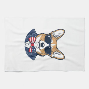 Linge De Cuisine Lunettes de soleil Corgi patriotiques Art vectorie