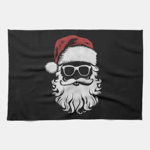 Linge De Cuisine Lunettes de soleil visage de Père Noël avec chapea