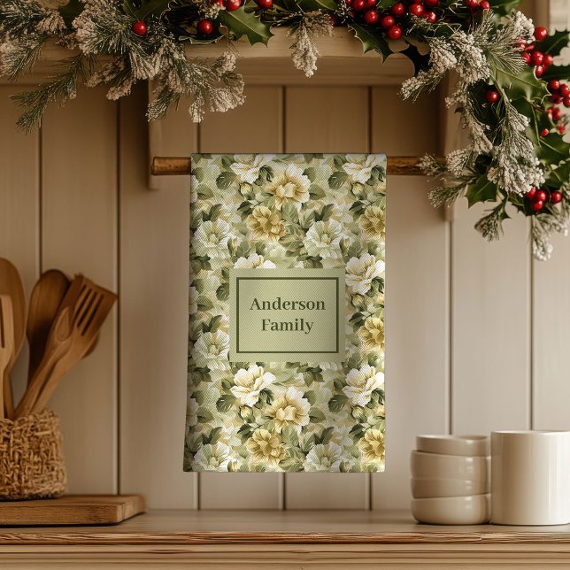 Linge De Cuisine Lux Botanical Touch Personalized Greenery Towel  (Lux Botanical Touch Personalized Greenery Towel )