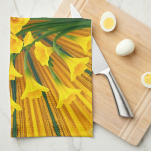 Linge De Cuisine Luxe Art Déco Élégance dorée vibrante de printemps