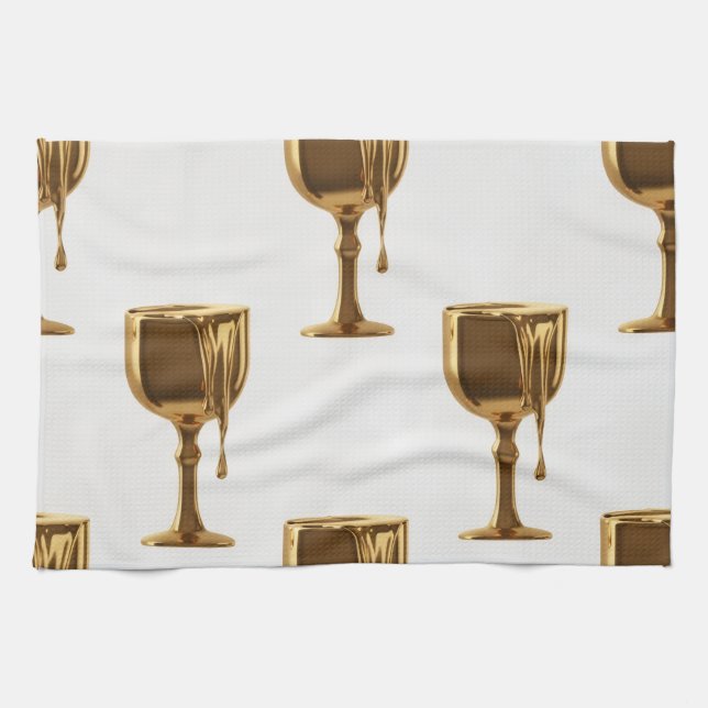 Linge De Cuisine Luxe Kitchen Tea Towels Set: 3D Liquid Gold Flowin (Horizontal)