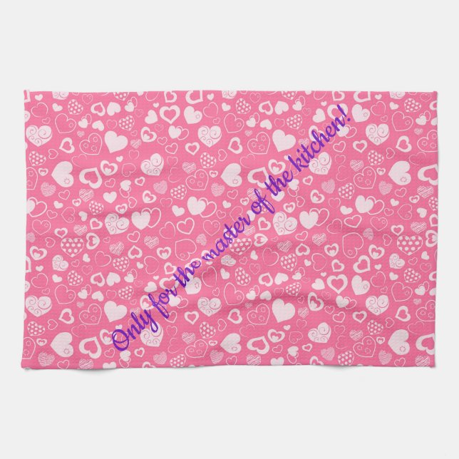 Linge De Cuisine Luxe Moderne Élégant Amour Rose Coeur (Horizontal)