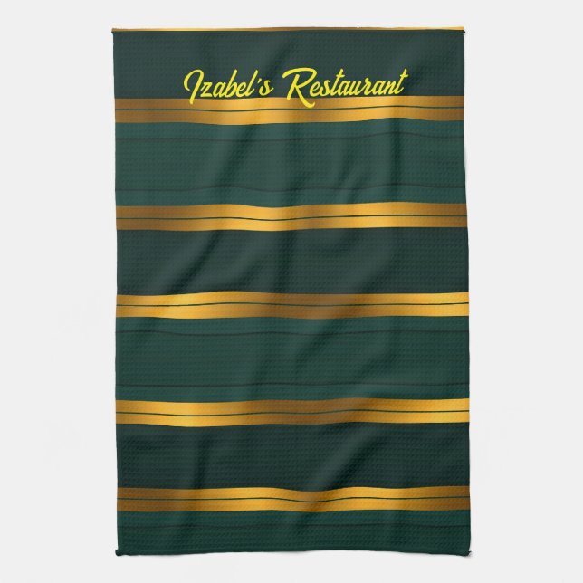 Linge De Cuisine Luxe Popular Green Gold Linen Texture Collection (Vertical)