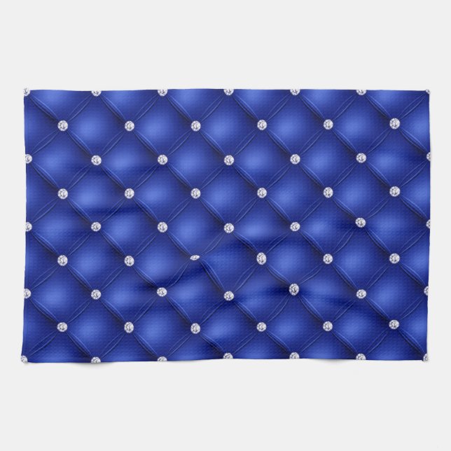 Linge De Cuisine Luxe Royal Blue Diamond Tufted Motif (Horizontal)