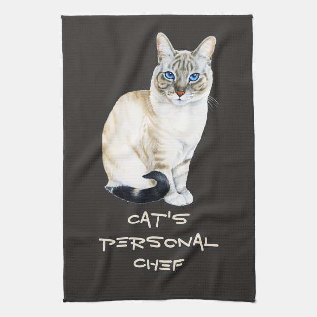 Linge De Cuisine Lynx Point Siamese Chat Chef personnel personnalis (Vertical)
