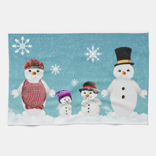 Linge De Cuisine M&Mme Snowman et leur famille à Noël