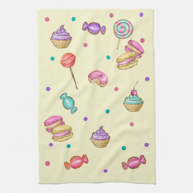 Linge De Cuisine Macarons Cupcakes Lollipops et Donuts (Vertical)