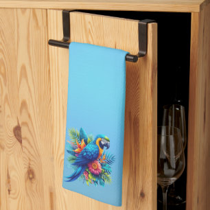 Linge De Cuisine Macaw tropicale bleue et colorée