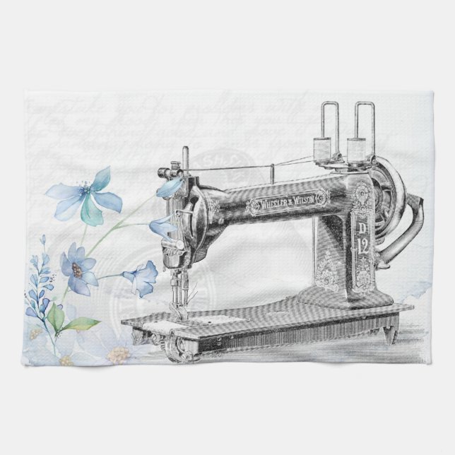 Linge De Cuisine Machine à coudre vintage (Horizontal)