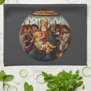 Linge De Cuisine Madone et Enfant avec huit anges par Botticelli