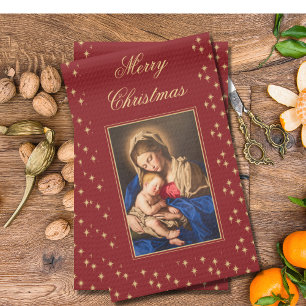 Linge De Cuisine Madonna & Enfant Décorations religieuses de Noël