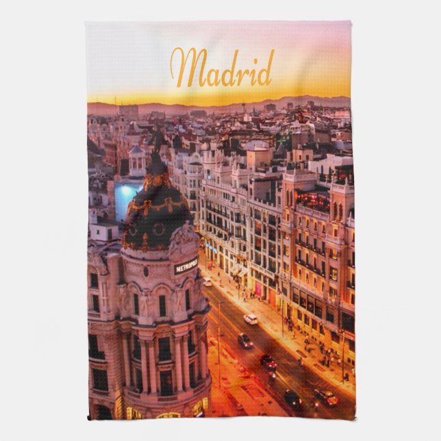 Linge De Cuisine Madrid Espagne Capitol City Skyline (Vertical)