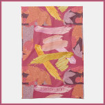 Linge De Cuisine Magenta et Abstrait or vibrants<br><div class="desc">Magenta et or Design abstrait et dynamique dans des couleurs vives. POUR SUPPRIMER LE NOM si vous préférez,  il vous suffit de reculer l'espace sur le texte dans la personnalisation.</div>
