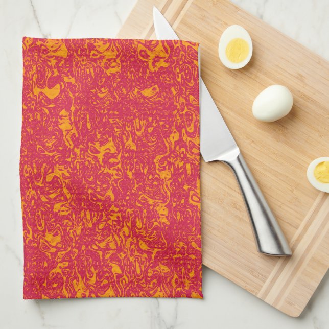 Linge De Cuisine Magenta et Orange (Quart Plié)