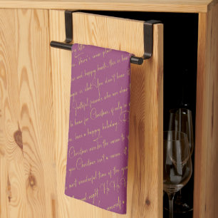Linge De Cuisine Magenta Gold Typographie Motif36 ID1009