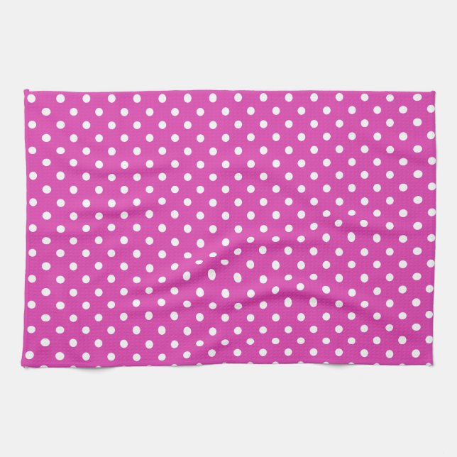 Linge De Cuisine Magenta, Pois blancs (Horizontal)