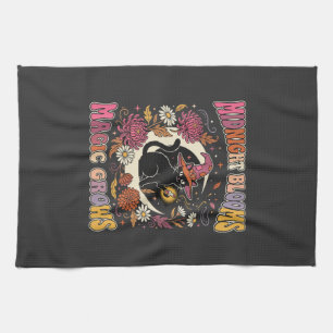 Linge De Cuisine Magie de Chat Sorcière Florale Halloween