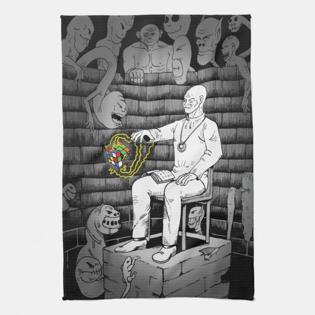 Linge De Cuisine Magie de cube foncé (Vertical)