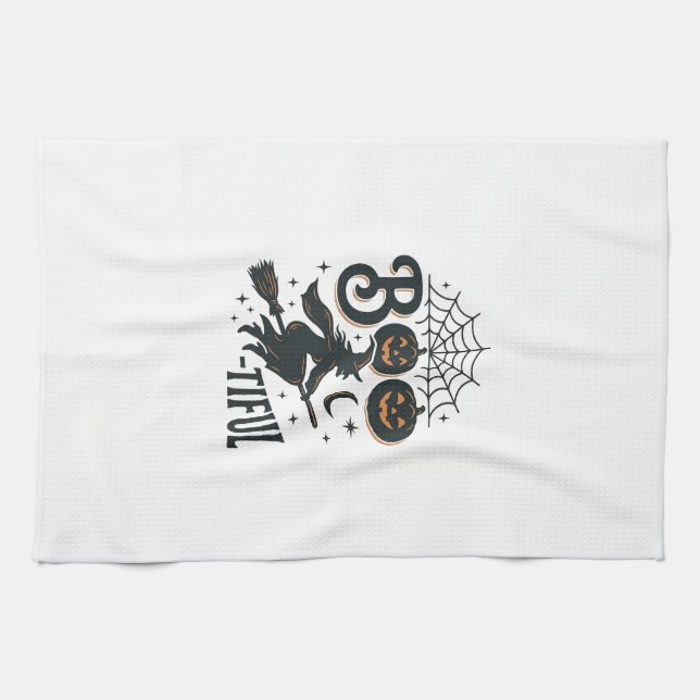 Linge De Cuisine Magnifique sorcière Halloween design de gravure vi (Horizontal)