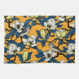Linge De Cuisine Magnolia en floraison et oiseau de tireur 3