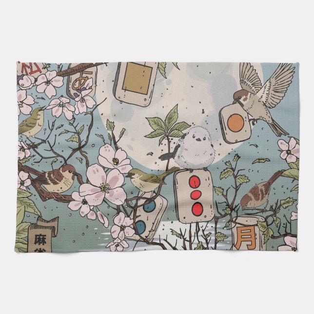 Linge De Cuisine Mahjong Lever de lune (Horizontal)