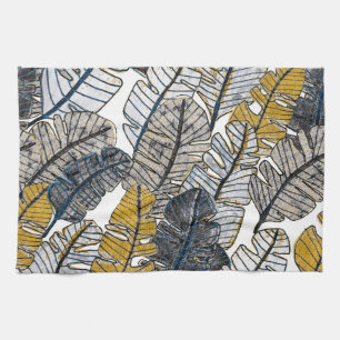 Linge De Cuisine Main tirée : Feuilles tropicaux