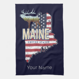 Linge De Cuisine Maine State États-Unis Carte Vintage USA Souvenir