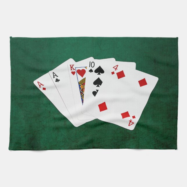 Linge De Cuisine Mains de poker - Une paire - As (Horizontal)