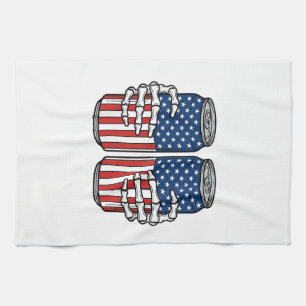 Linge De Cuisine Mains de squelette patriotiques vintage tenant des