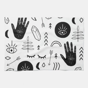 Linge De Cuisine Mains magiques, lune, motif ethnique.