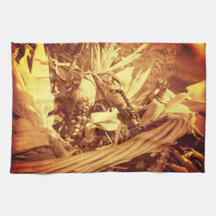 Linge De Cuisine Maïs Indien Dans Panier Vintage Look Automne