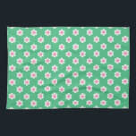 Linge De Cuisine Maisières rétros rose et vert<br><div class="desc">Un motif de marguerite rétro,  mignon et tendance,  dans les tons vert et rose vif.</div>