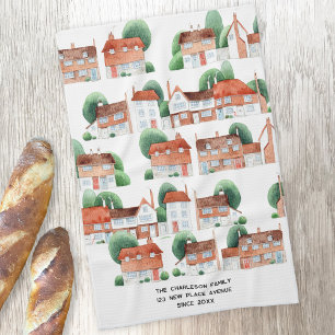 Linge De Cuisine Maison aquarelle Maison Art Personnalisé Nouvelle