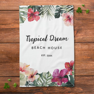 Linge De Cuisine Maison de plage botanique florale tropicale à l'aq