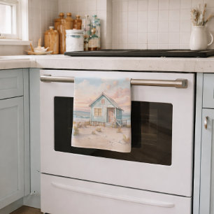 Linge De Cuisine Maison de plage de cottage côtier cosy aquarelle 